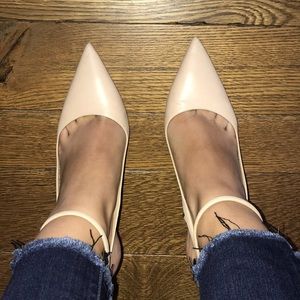 Nude Dior Sling Back Pumps